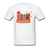 Męskie koszule Najnowsze vintage Amsterdam Holandia Miasto nadruk Koszulka Najwyższa jakość bawełny swobodne topy T-shirt wiatrak Urban Men Tshirt