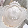 Tallrikar blommaformad konstglasskål modern fast färg kristall dessert maträtt mångsidig oregelbunden fruktbröd