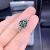 Küme Yüzük Teal Mozaik Yüzük VVS Lab Diamond, GÜZEL S925 STERLING Gümüş tarafından İnce Mücevher Testini Geçiyor