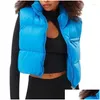 Women's Vests Femmes Femmes Recadrée Puffer Gilet Manteau Automne Hiver Vêtements Chaud Couleur Unie Léger Sans Manches Fermeture Éclair Doudoune Otqdz