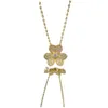 Van-Clef Arpes Collier Designer Femmes Original Qualité Trèfle À Quatre Feuilles Colliers Plein De Diamants 18K Or Rose Collier Chanceux Chaîne