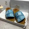 Nieuwe Designer Dames Houten Sandaal sluffy platte bodem muilezelpantoffels meerkleurig kant Letter canvas slipper zomer thuis schoenen luxe merk chl01 sandles Maat 002