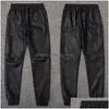 Męskie spodnie tsingyi moto motocyklista faux skórzana mężczyźni joggers harem spodni elastyczna pasa