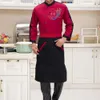 Förkläden unisex pocket förkläde kök servitör kock slaktrestaurang kock klänning svart