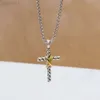 Designer David Yuman Yurma Jewelry Cross Necklace Double x Button Line Pendant Classic