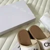 2024Designer Sandals Slippers Luxury Brand Canvas Alphabet Embroidery Summer Fashion Women's Sandals Flat Mule Beach Sandals Outdoor Family Slide Shoes Sizes 35-42