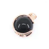 Pendentif Colliers Pierre naturelle Boule ronde Lune Métal Aventurine Améthyste Rose Quartz Onyx pour la fabrication de bijoux Collier Mode Charme Cadeau