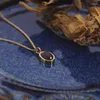 Pendants Amaiyllis Fashion Natural Stone Geometric Diamond Faceted Amethyst Oval Pendant Necklace Trendy Jewelry