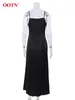 Casual Dresses Elegant Black Slim Straight Dress 2024 Spring Sexy Gray Sleeveless V Neck Women Street Khaki Spaghetti Strap