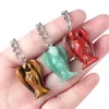 Keychains Reiki Healing Natural Semi Precious Stones Angel Shaped Pendant Energy Keychain Exquisite Jewelry Backpack Accessories Gift