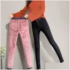 Dżinsowe dżinsy dżinsy 2021 Kobiety spodnie zimowe ciepłe dżinsowe spodnie chude szczupły fit podszewki polaru grube ołówek spink