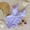 Kvinnors badkläder 2023 Sexig Deep V Neck One Piece Swimsuit Women Patchwork Monokini Suit Push Up Bathing vadderad bodysuit Beach Wearh24220