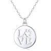 Pendants KALETINE 925 Sterling Silver Heart Love OM Necklace Minimalist Ohm Aum Charm Meditation Necklace Long Yoga Necklace Jewelry
