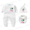 Designer Baby Onesies Small Babies Cotton Autumn Jumpsuit Bibs Hats Sets Luxury Brand Infant Full Moon Baby Clothing Girls Boys Bodysuit SDLX