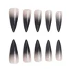 Faux ongles 24 pièces/boîte longs Stiletto ongles conseils dégradé noir porter couverture complète manucure patchs presse sur Art filles ongles