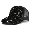 Ball Caps Adult Sequined Baseball Cap For Women And Men Sequins Breathable Beach Adjustable Hip Hop Hat Sunscreen