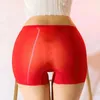 Kvinnors trosor kvinnor glansiga rena trosor elastiska underkläder sexiga kort sömlösa shorts tunna andningsbara knickers silkeslen smidig