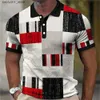 Men's T-Shirts Fashion MenS Polo Shirts 3d Splicing Plaid Printing Art Men Clothing Oversized Shirt Daily Casual Short Sleeve Street Cool Tops Q240220