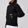 LU-88248 Yoga Scuba-hoodie met halve rits Duimgat Dikke capuchon Sport Gym Fitness Damesjas Trui