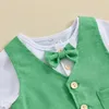 Ensembles de vêtements 3pcs été enfant en bas âge bébé garçon gentleman ensemble t-shirt à manches courtes avec short à bretelles et tenues de gilet