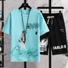 Youth Summer Trendy T-shirt for Boys Aged 12-15 Junior High School Student 13 Short Sleeved Sports Set 14 Big Childrens Outfit