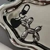 Luxury Silver Balloon Dog Keychain Pendant Electropated Personlig påse Pendant School Bag Pendant Puppy