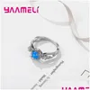 Bröllopsringar unik design 925 Sterling Sier Needle God kvalitet Blue Crystal Engagement Anel For Girl Jewely Gift Drop Delivery Ri OT5UY