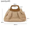 Totes Vintage Wooden andle Big Straw Bag Large Capacity Woven Zipper Closure Fan andbag Solid Color Business Beac BagsH24220