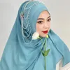 Halsdukar dubai party tofsels pärlor halsduk muslim hijab turban head wraps malaysia långa sjalar huvudbonader 168 69 cm