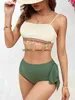 Kvinnors badkläder 2023 Sexig brasiliansk bikini Set Hög midja Gyllene tryckta kvinnor Push Up Bikinis Swimsuit Female Biquini Bathing Suith24220
