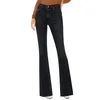 Jeans da donna a vita alta con spacco leggermente svasato per sembrare più sottile e pantaloni da donna alti Jean Leggings in maglia di jeans da donna