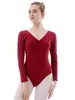 Stage Wear Ballet Justaucorps pour femme Maillot de bain Col montant à manches longues Gymnastique Ballerine Dancewearing Vêtements de danse en gros