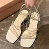 Dress Shoes Elegant Leisure Crystal Buckle Strap Sandals Fashion Square Toe Chunky Heels Women Peep Med Sandalias Femininas