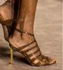 Ankel strappy hål ut damer sandaler sommar höga klackar formella festskor eleganta kvinnor skor brudpumpar