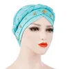 Abbigliamento etnico Perline musulmane Hijab Stretch Donna Turbante Berretti chemio Cancro Cofano Donna Perdita di capelli Cappello Foulard Avvolge Berretti Hijab