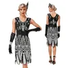 Vestidos casuais 2024 outono beading todos seaaon mulheres v-pescoço vestido senhora 1920s vestido gastby vintage lantejoulas arte deco flapper festa