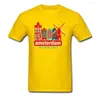 Męskie koszule Najnowsze vintage Amsterdam Holandia Miasto nadruk Koszulka Najwyższa jakość bawełny swobodne topy T-shirt wiatrak Urban Men Tshirt