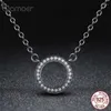 Hängen Bamoer 925 Sterling Silver Hearts of Brand Clear Zircon Round Shape Pendant Necklace For Women Party Fine Jewelry 17.71 '' PSN010