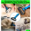 Hund Grooming Professional Cat Brush Double Sided Dematting and Deshedding Comb Safe Effective för att ta bort husdjur Nasty eller Matted Drop Dhrnq