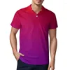Męskie polo proste stopniowe zmiany koszule polo dla mężczyzn ubrania koszula z krótkim rękawem gradient lapel