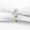 Ringar lnngy exquisite 7.5mm 1,5CT Moissanite Rings certifierade 10k Pure Gold Three Stone Engagement Ring for Women Lab Diamond Jewelry