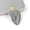 Pendant Necklaces Shield Shape Faceted Lapis Labradorite Rose Quartz Crystal Black Onyx Natural Stone