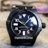 Nouveau 45mm Date Seawolf A1733010 Cadran noir Automatique PVD Boîtier en acier noir Bracelet en caoutchouc Haute qualité Sport Montres pour hommes Bonjour watch195A