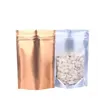 wholesale Gold Aluminum Bag One Side Clear Window Self seal Bag Food Standing Packaging Pouch Plastic Grain Storage Display Bag