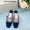 JC Jimmynessity Choo Zapatos Summer Mujeres Slip Mulas casuales Mulas Elegantes Pearl Pearl Tacón grueso Slip-On Moda de moda Slippers