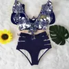 Women's Swimwear 2023 Print Women High Waist Bikini Ruffle Swimsuit Push Up Bikinis Set Bathing Suit Beach wear Summer Biquini FemaleH2422088