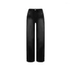 Jeans da donna pantaloni a vita alta svasati neri stile americano Y2K pantaloni a gamba larga dritti Harajuku moda retrò streetwear da donna