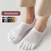 Chaussettes d'été courtes et fines en coton pour hommes, bout ouvert, absorbant la sueur, cinq doigts, respirantes, invisibles, coupe basse, bateau, cheville