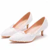 Sukienka Buty 3 cm Obcasy ślubne Pumps Spiczasty klinowy poślizg koronkowy na 5 cm Bride Beige Sweet Casual Stopa Gold Slip-on Orange Fine Fretw