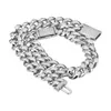 Usine de gros plaqué or blanc personnalisé CZ Pave Chunky Cuba Link Chain Bracelet